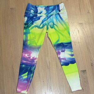 Nike Dri-Fit Neon Tie Die Colorful Swirl Leggings